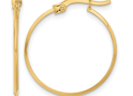 14K Polished Knife Edge Hoop Earrings, 23.25 x 1.1mm