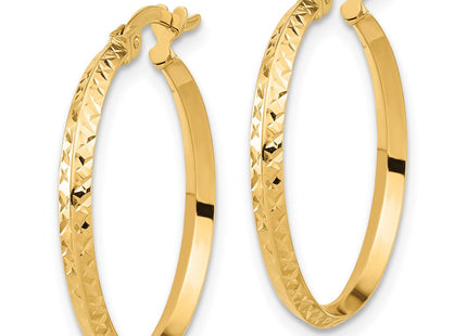 14K Polished and Diamond-cut Knife Edge Hoop Earrings (Style TF2198)