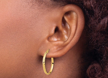 14K Polished and Diamond-cut Knife Edge Hoop Earrings (Style TF2198)