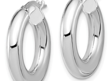 14k White Gold Polished Tube Hoop Earrings (Style TF2199W)