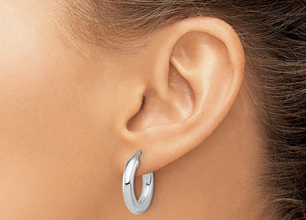 14k White Gold Polished Tube Hoop Earrings (Style TF2199W)