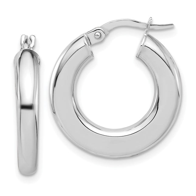 14k White Gold Polished Tube Hoop Earrings, 23 x 3mm