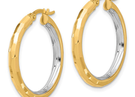 14k Yellow & Rhodium Earrings Style TF2210YW - Classique Jewelry Inc.