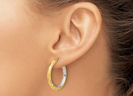 14k Yellow & Rhodium Earrings Style TF2210YW - Classique Jewelry Inc.