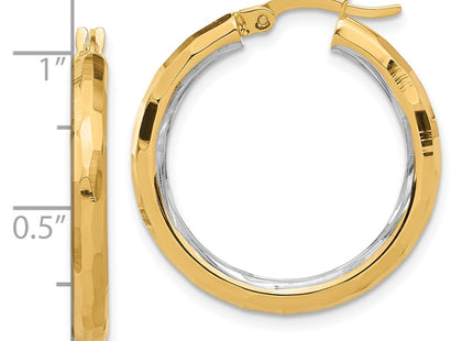 14k Yellow & Rhodium Earrings Style TF2210YW - Classique Jewelry Inc.