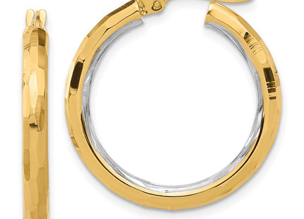 14k Yellow & Rhodium Earrings Style TF2210YW - Classique Jewelry Inc.