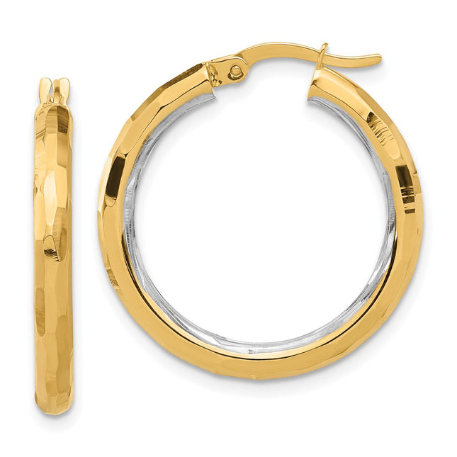 14k Yellow & Rhodium Earrings Style TF2210YW - Classique Jewelry Inc.