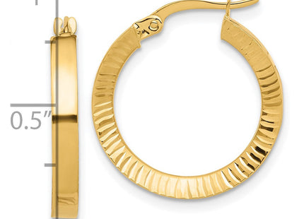 14K Polished and Diamond-cut Hoop Earrings (Style TF2213)