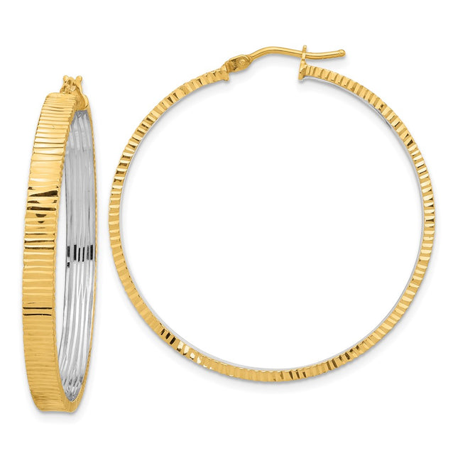 14k Yellow & Rhodium Earrings Style TF2226 - Classique Jewelry Inc.