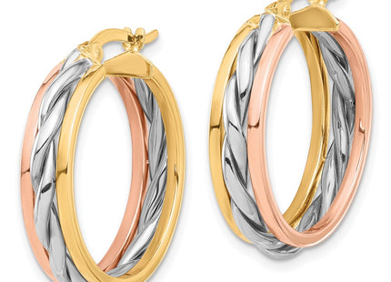 14k Tri-Color Earrings Style TF2228 - Classique Jewelry Inc.