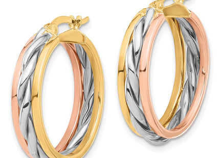 14K Tri-color Polished Hoop Earrings (Style TF2228)