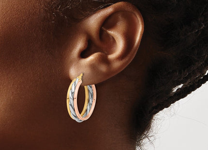 14k Tri-Color Earrings Style TF2228 - Classique Jewelry Inc.