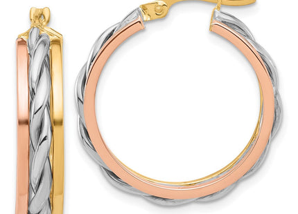 14K Tri-color Polished Hoop Earrings (Style TF2228)