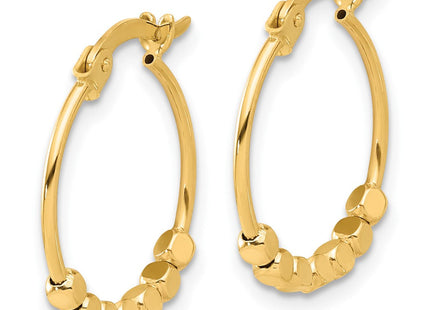 14K Polished Beads Hoop Earrings (Style TF2231)