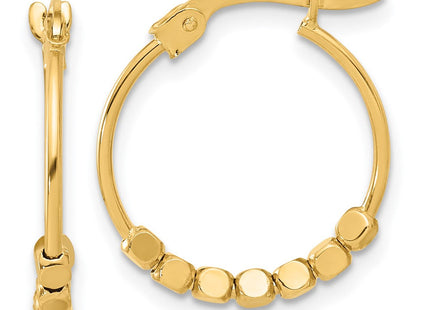 14K Polished Beads Hoop Earrings (Style TF2231)