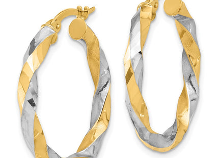 14k Yellow & Rhodium Earrings Style TF2238 - Classique Jewelry Inc.