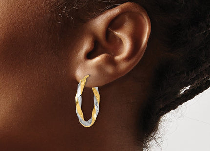 14k Yellow & Rhodium Earrings Style TF2238 - Classique Jewelry Inc.