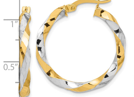 14k Yellow & Rhodium Earrings Style TF2238 - Classique Jewelry Inc.