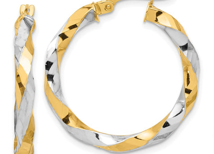 14k Yellow & Rhodium Earrings Style TF2238 - Classique Jewelry Inc.