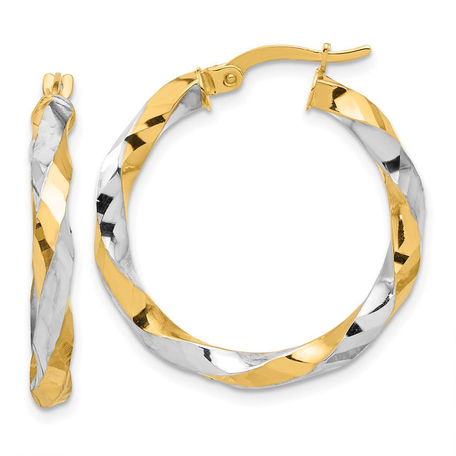 14k Yellow & Rhodium Earrings Style TF2238 - Classique Jewelry Inc.