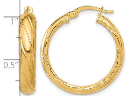 14K gold hoop earrings, further view