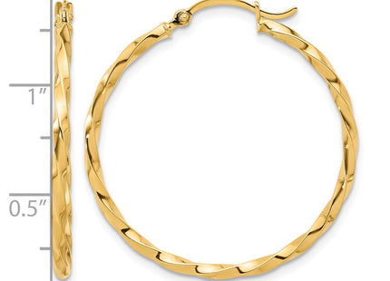 14K gold hoop earrings, further view