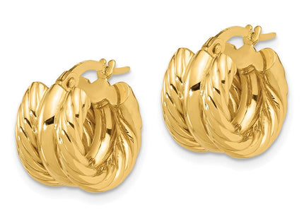 14K Polished and Twisted Hoop Earrings (Style TF2253)