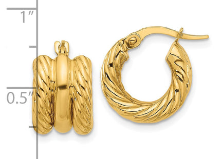 14K Polished and Twisted Hoop Earrings (Style TF2253)