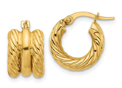 14K Polished and Twisted Hoop Earrings (Style TF2253)