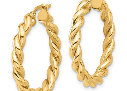 14k Polished Twisted Hoop Earrings (Style TF2255)