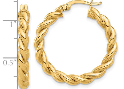 14k Polished Twisted Hoop Earrings (Style TF2255)