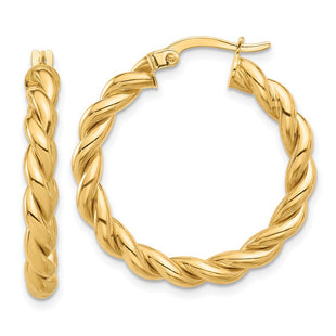 14k Polished Twisted Hoop Earrings (Style TF2255)