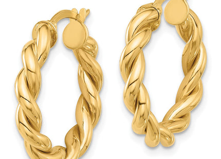 14k Polished Twisted Hoop Earrings (Style TF2256)