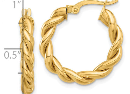 14k Polished Twisted Hoop Earrings (Style TF2256)