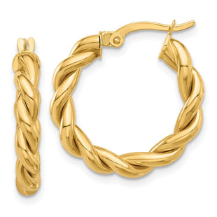14k Polished Twisted Hoop Earrings (Style TF2256)
