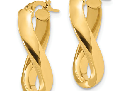 14K Polished Twisted Oval Hoop Earrings, 23.5 x 4mm (2260)