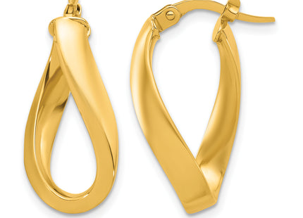 14K Polished Twisted Oval Hoop Earrings, 23.5 x 4mm (2260)