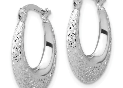 14k White Gold Polished and Diamond-cut Hoop Earrings (Style TF2269)