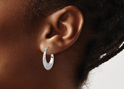 14k White Gold Polished and Diamond-cut Hoop Earrings (Style TF2269)