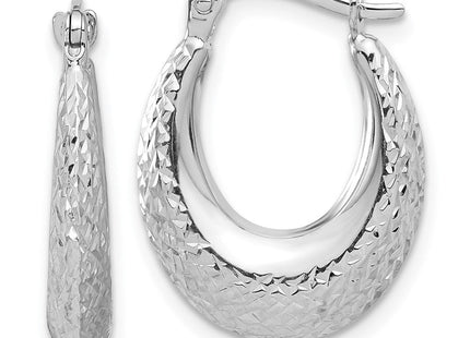 14k White Gold Polished and Diamond-cut Hoop Earrings (Style TF2269)