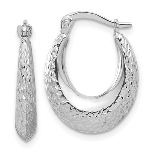 14k White Gold Polished and Diamond-cut Hoop Earrings (Style TF2269)
