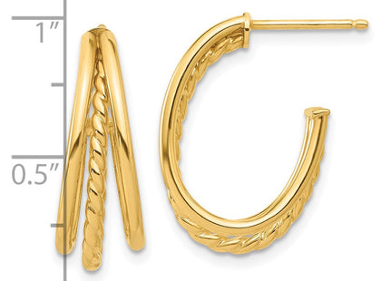 14K gold hoop earrings, further view