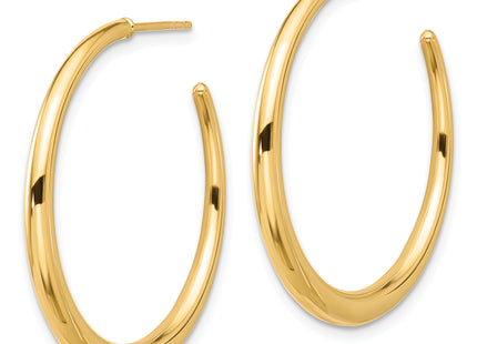 14K Polished Hoop Post Earrings, 32 x 2.75mm