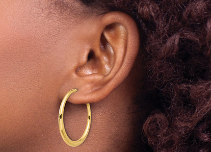 14K Polished Hoop Post Earrings, 32 x 2.75mm