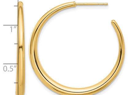 14K Polished Hoop Post Earrings, 32 x 2.75mm