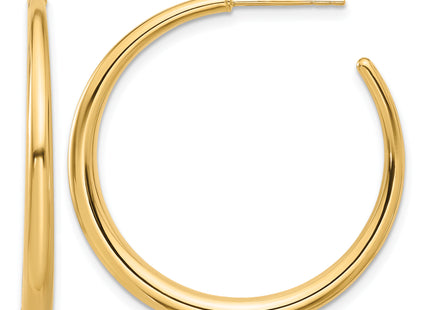 14K Polished Hoop Post Earrings, 32 x 2.75mm