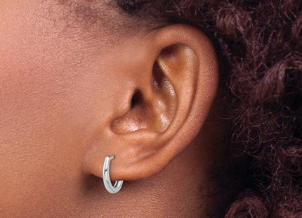 14K White Gold Polished Oval Hinged Hoop Earrings (Style TF2284W)