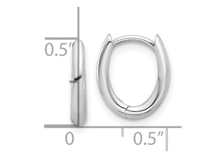 14K White Gold Polished Oval Hinged Hoop Earrings (Style TF2284W)