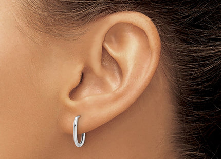 14K white gold oval hoop earrings, another view