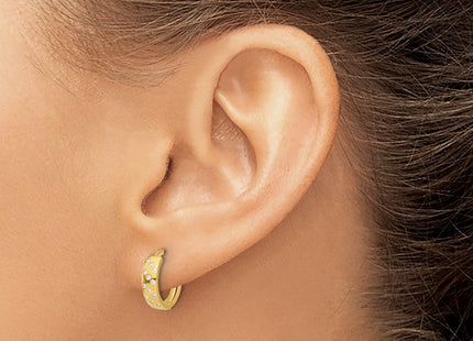 14K Polished CZ Hinged Hoop Earrings (Style TF2289)